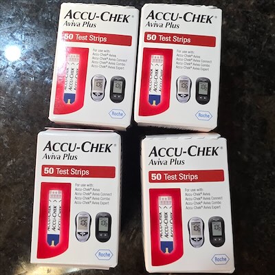 Sealed Accu-Chek Aviva Plus test strip boxes, 50 count